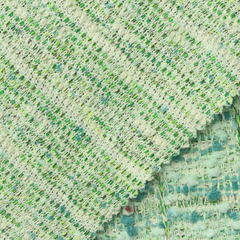 Green Abstract Bouclé, Poly-Cotton