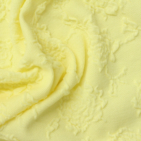 Yellow Tone-on-Tone Floral Interlock Knit, Poly-Nylon