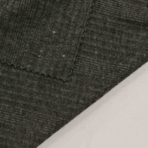 Dark Grey Marl Rib Knit, Polyester, 129 gsm