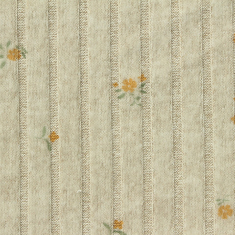 Yellow Flowers Rib Knit, Polyester