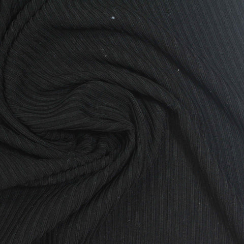 Black Pinstripe Rib Knit, Tencel Lyocell