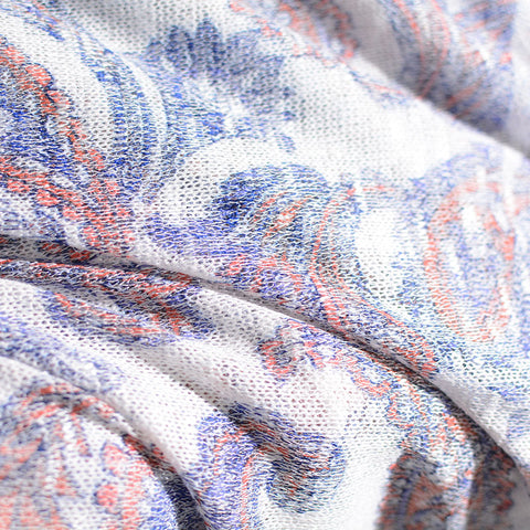 Blue Paisley Chunky Knit, Spandex-Poly