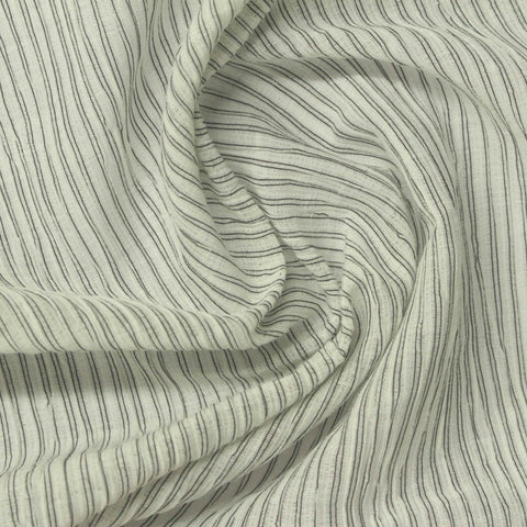 Cream Vertical-Stripe Crepe, Cotton-Poly