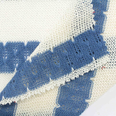 Blue Horizontal-Stripe Jersey Knit, Polyester, 218 gsm