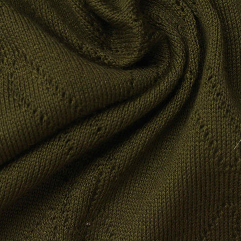 Olive Eyelet Pointelle Knit, Viscose-Nylon