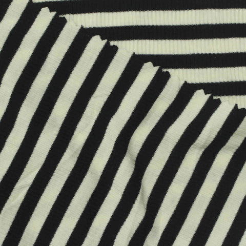 Black Horizontal-Stripe Rib Knit, Viscose-Poly, 205 gsm, 125 cm