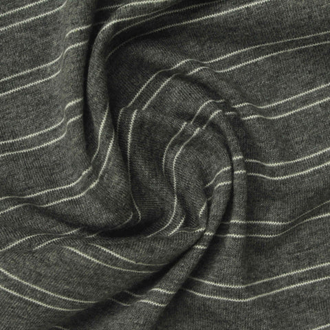 White Horizontal-Stripe Jersey Knit, Cotton, 190 gsm