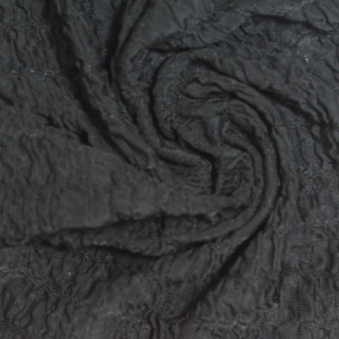 Polyester Stretch Crepe Fabric, 210 gsm, 165 cm — Black