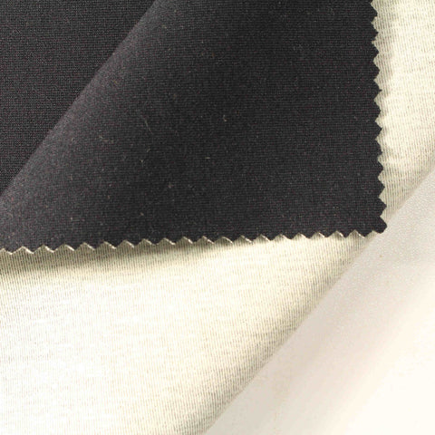 Polyester Viscose Stretch Scuba Knit Fabric, 485 gsm, 163 cm — Black