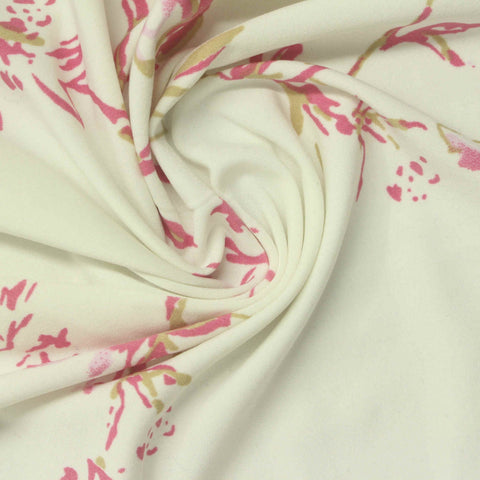 Pink Floral Jersey Knit, Polyester, 200 gsm, 160 cm