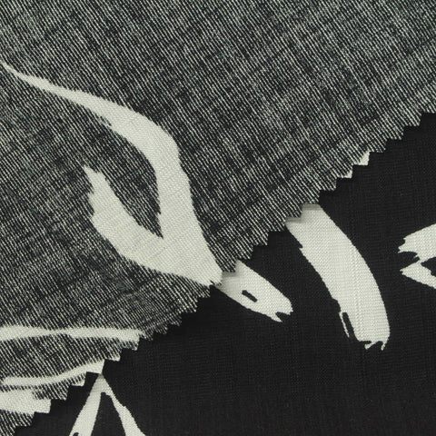 Black Abstract-Brushstroke Woven, Viscose-Nylon