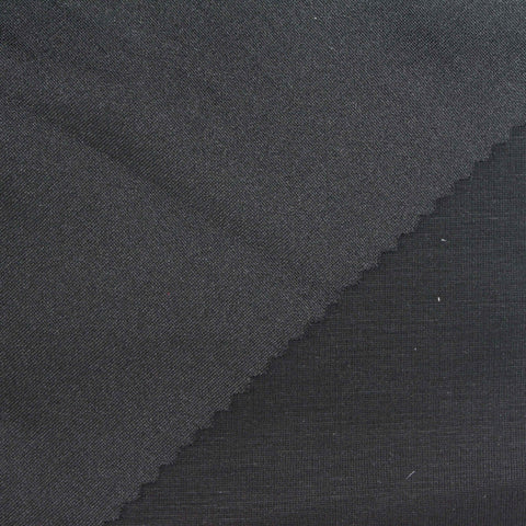 Washed Polyester Viscose Stretch Scuba Knit Fabric, 250 gsm, 160 cm — Black