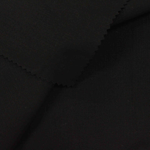 Slub Polyester Viscose Stretch Woven Fabric, 270 gsm — Black