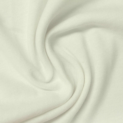 100% Cotton Rib Knit Fabric, 212 gsm, 180 cm — White