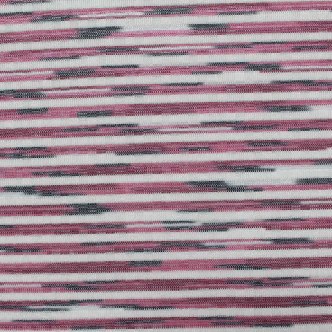 White Horizontal-Stripe Rib Knit, Polyester, 130 gsm
