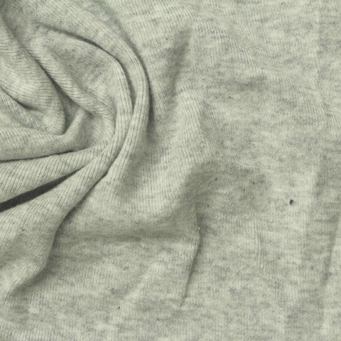 Light Grey Marl Rib Knit, Cotton, 185 gsm
