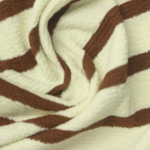 Brown Horizontal-Stripe Jersey Knit, Cotton, 260 gsm, 180 cm