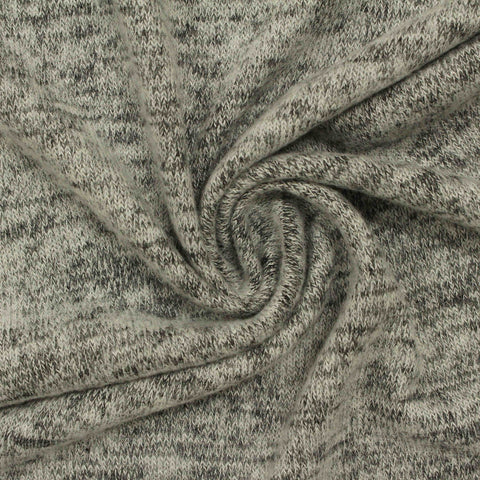 Grey Marl Rib Knit, Viscose-Poly, 180 gsm