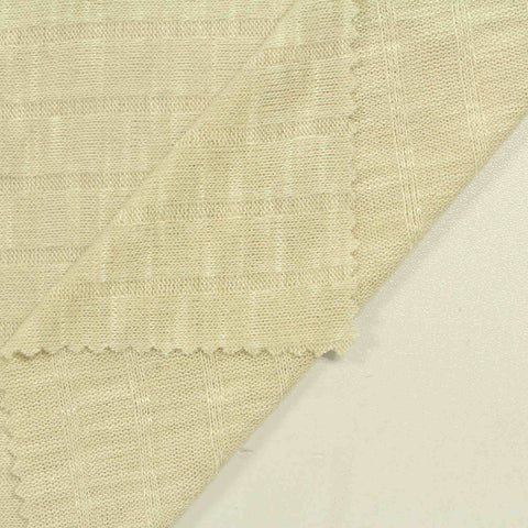 Viscose Polyester Stretch Rib Knit Fabric, 215 gsm, 160 cm — Beige