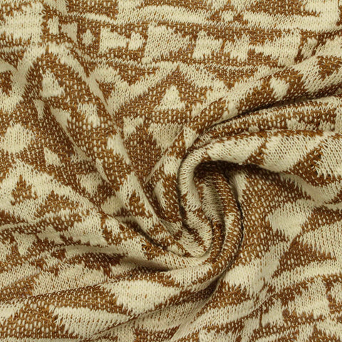 Brown Geometric-Diamond Jersey Knit, Cotton-Poly
