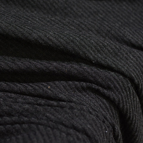 Heather Polyester Viscose Stretch Rib Knit Fabric, 200 gsm, 160 cm — Black