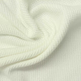 Brushed Polyester Stretch Waffle Knit Fabric, 240 gsm, 138 cm — White — photo 3