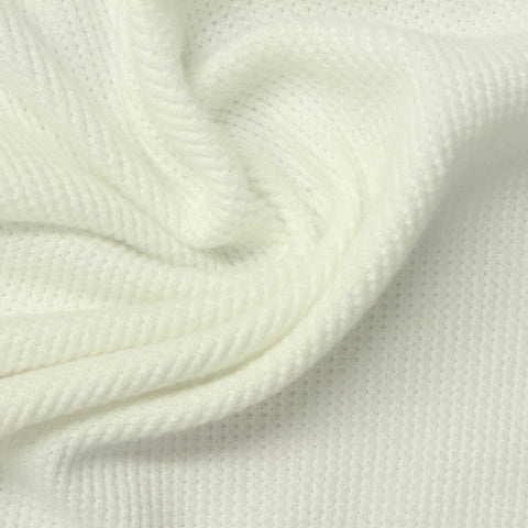 Brushed Polyester Stretch Waffle Knit Fabric, 240 gsm, 138 cm — White