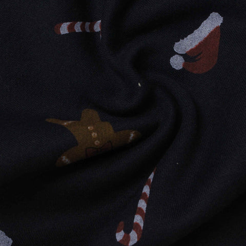 Printed Brushed Cotton Polyester French Terry Fabric, 280 gsm — Black