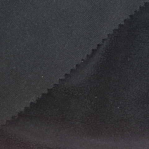 Polyester Stretch Sherpa Fleece Fabric, 240 gsm, 164 cm — Black