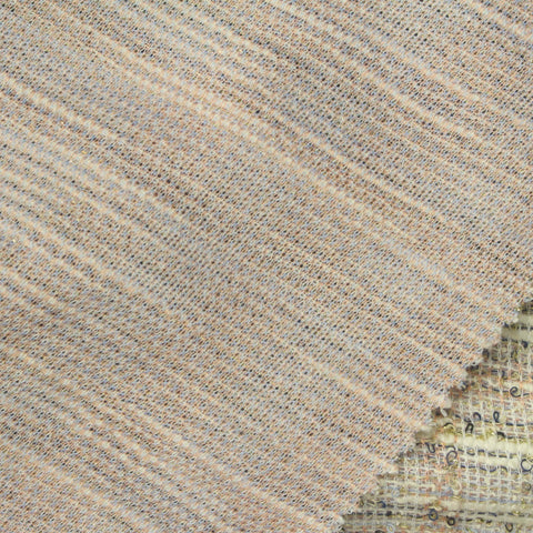 Cream Horizontal-Stripe Bouclé, Poly-Cotton, 180 gsm