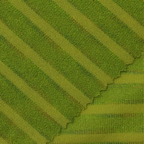 Green Horizontal-Stripe Knit, Viscose-Nylon