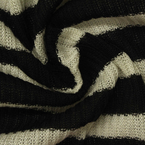 Black Horizontal-Stripe Jacquard, Poly-Viscose, 166 gsm
