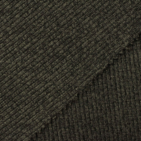 Dark Grey Heathered-Marl Rib Knit, Polyester, 481 gsm