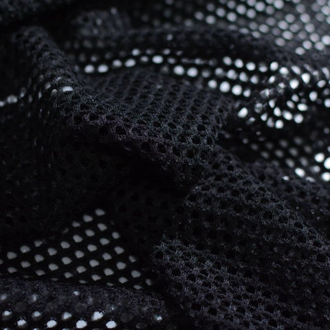 Jacquard 100% Polyester Mesh Fabric, 130 gsm, 158 cm — Black