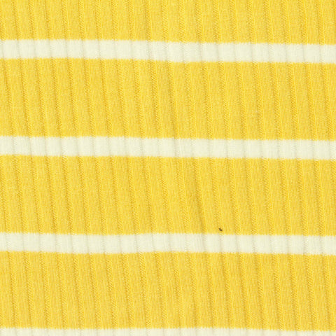 Yellow Horizontal-Stripe Rib Knit, Viscose