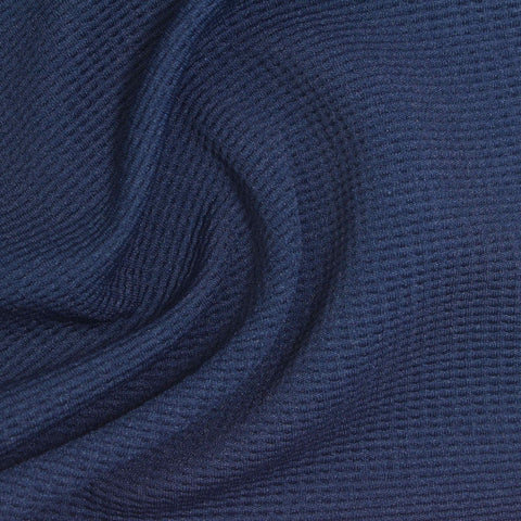 100% Polyester Waffle Knit Fabric, 218 gsm, 154 cm — Navy