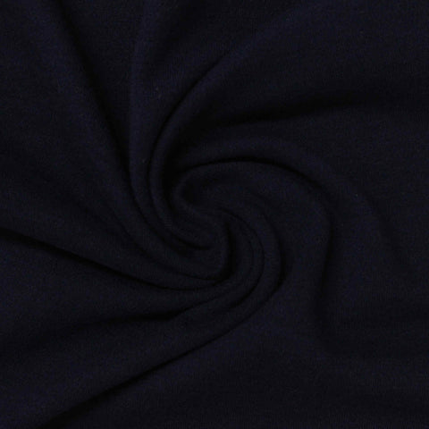 Cotton Modal Blend Stretch Interlock Knit Fabric, 320 gsm, 175 cm — Navy