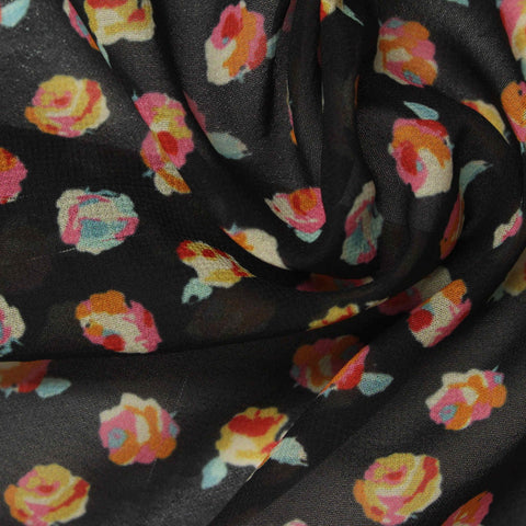 Pink Floral Chiffon, Polyester, 65 gsm
