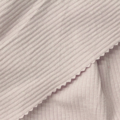 Slub Cotton Polyester Stretch Rib Knit Fabric, 230 gsm, 145 cm — Pink