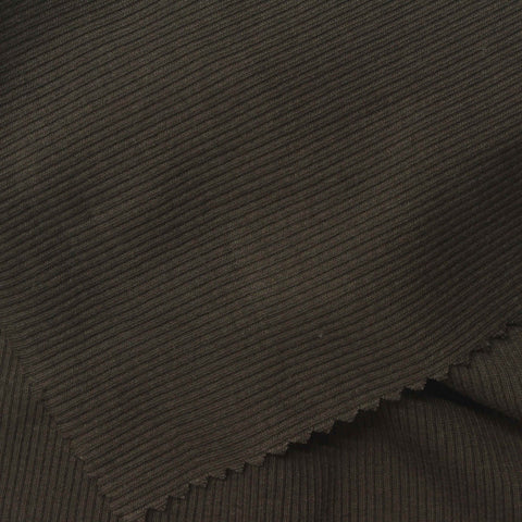 Cotton Stretch Rib Knit Fabric, 165 gsm, 125 cm — Brown