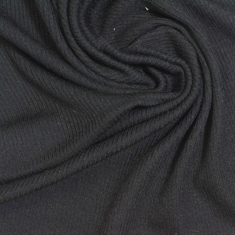 Modal Stretch Rib Knit Fabric, 190 gsm, 125 cm — Black