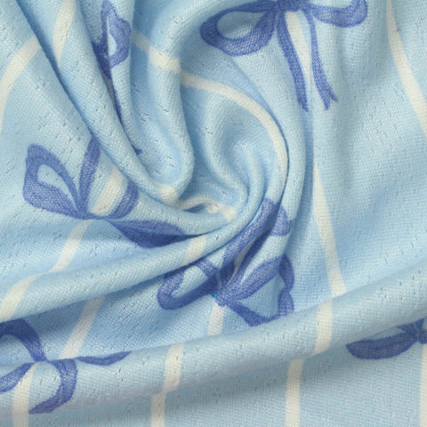 Jacquard Polyester Stretch Pointelle Knit Fabric, 180 gsm, 175 cm — Blue