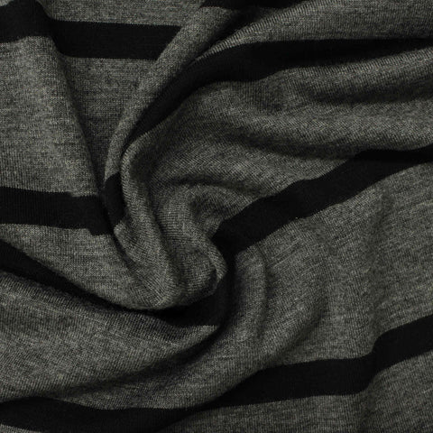 Black Horizontal-Stripe Knit, Viscose, 180 gsm