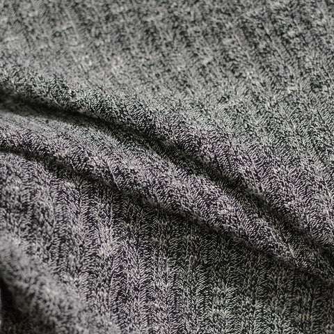Dark Grey Heathered-Marl Rib Knit, Poly-Viscose, 265 gsm