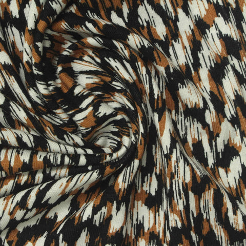 Black Abstract Jersey Knit, Viscose, 180 gsm