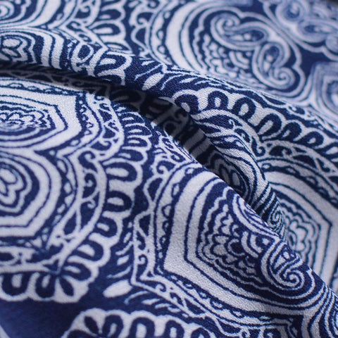 Navy Abstract Linen-Look, Polyester