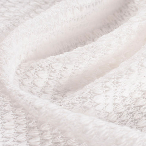 White Tone-on-Tone Chunky Knit, Cotton-Poly