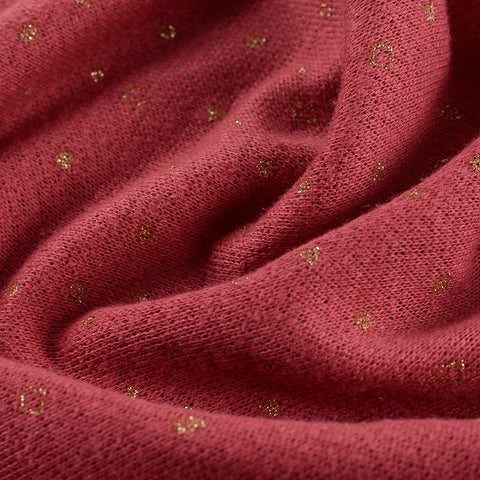 Gold Abstract-Fleck French Terry, Poly-Cotton