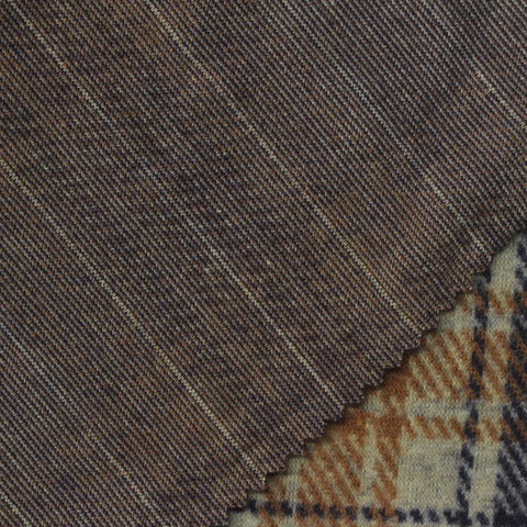 Dark Blue Plaid Interlock Knit