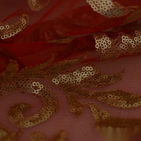 Gold Sequin Mesh, Polyester, 156 gsm